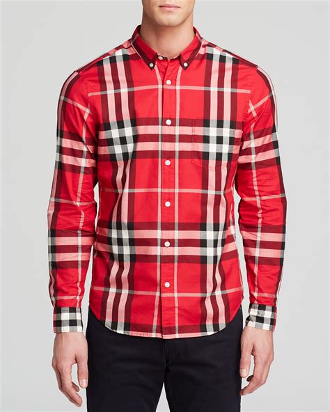 mens burberry check button down|Burberry button down shirt men.